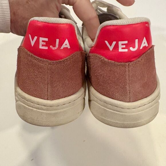 VEJA V-10 Leather Sneakers White Petale Rose Size 8 - Picture 3 of 6